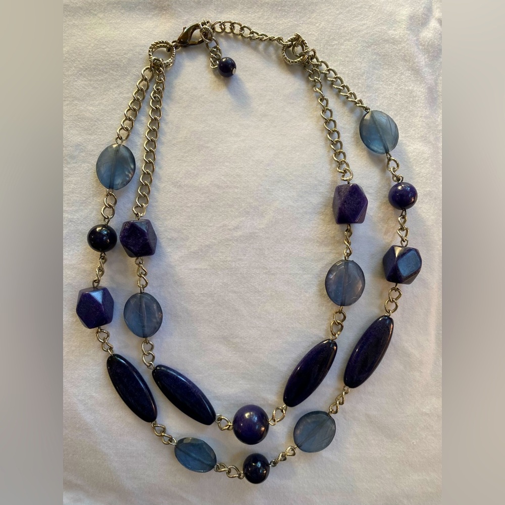 Talbots Outlet Chunky Blue Stones SilverTone Chain 18" Necklace